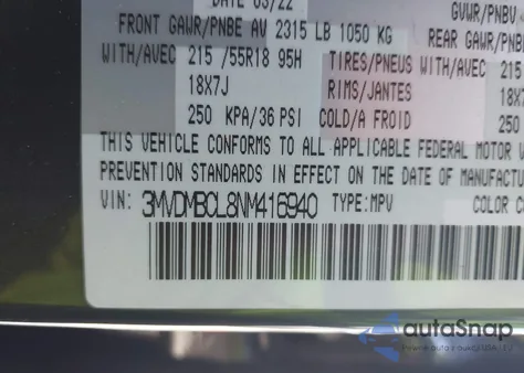 2022 Mazda Cx-30 Preferred from USA, damaged, VIN 3MVDMBCL8NM416940